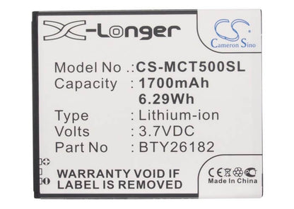 3.7V, 1700mAh, Li-ion Battery fits Myphone, A919i Dual, 6.29Wh