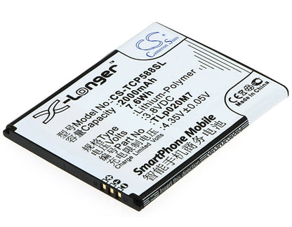 3.8V, 2000mAh, Li-Polymer Battery fits Tcl, P588l, Tcl P588, 7.6Wh