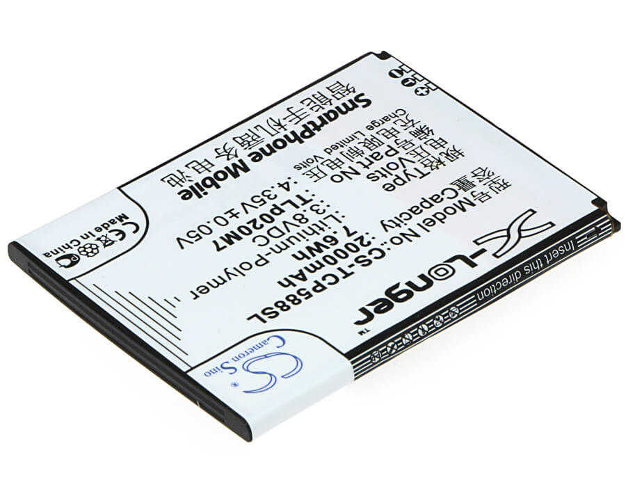 3.8V, 2000mAh, Li-Polymer Battery fits Tcl, P588l, Tcl P588, 7.6Wh