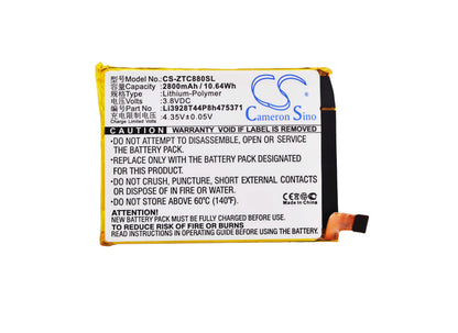 3.8V, 2800mAh, Li-Polymer Battery fits Zte, Axon Mini, Axon Mini B2015, 10.64Wh