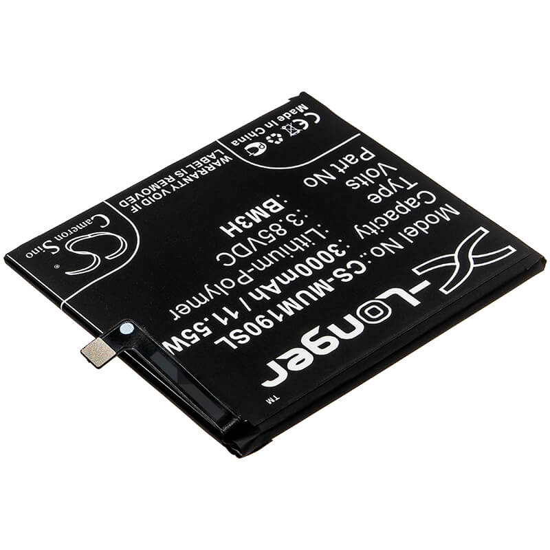 3.85V, 3000mAh, Li-Polymer Battery fits Xiaomi, M1901f9e, M1901f9t, 11.55Wh