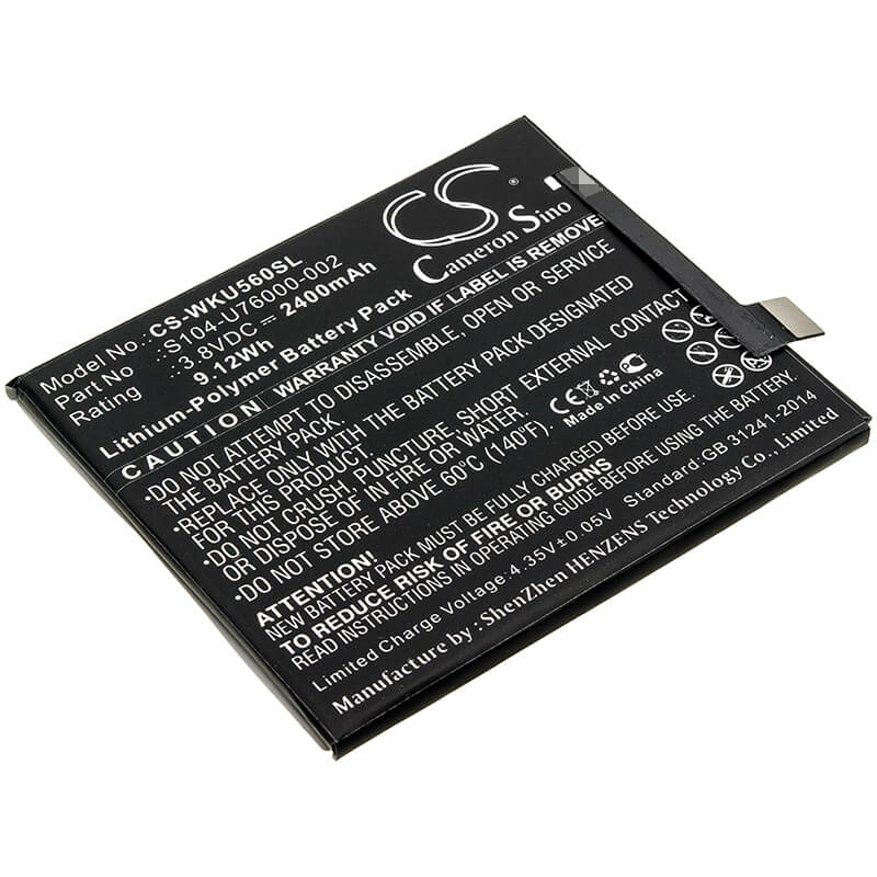 3.8V, 2400mAh, Li-Polymer Battery fits Wiko, P4601, P5601, 9.12Wh
