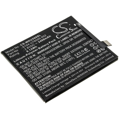 3.8V, 2400mAh, Li-Polymer Battery fits Wiko, P4601, P5601, 9.12Wh
