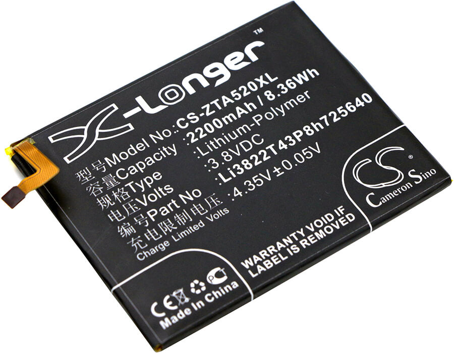 3.8V, 2200mAh, Li-Polymer Battery fits Zte, Ba510, Blade A510, 8.36Wh