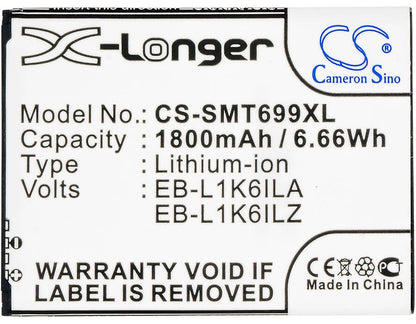 3.7V, 1800mAh, Li-ion Battery fits Samsung, Galaxy S Blaze Q, Relay 4g, 6.66Wh