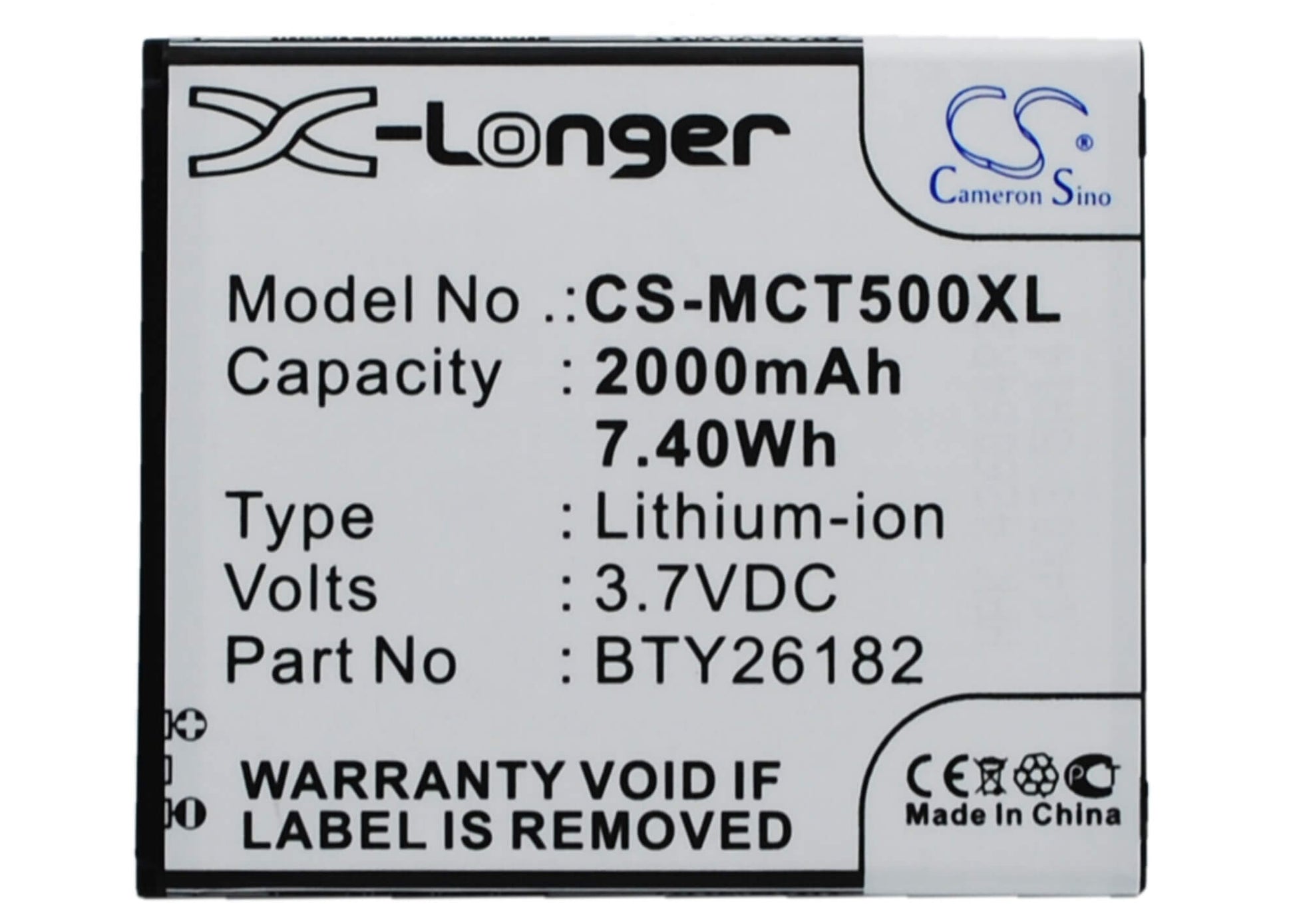 3.7V, 2000mAh, Li-ion Battery fits Mobistel, Cynus T5, Mt-9201b, 7.4Wh