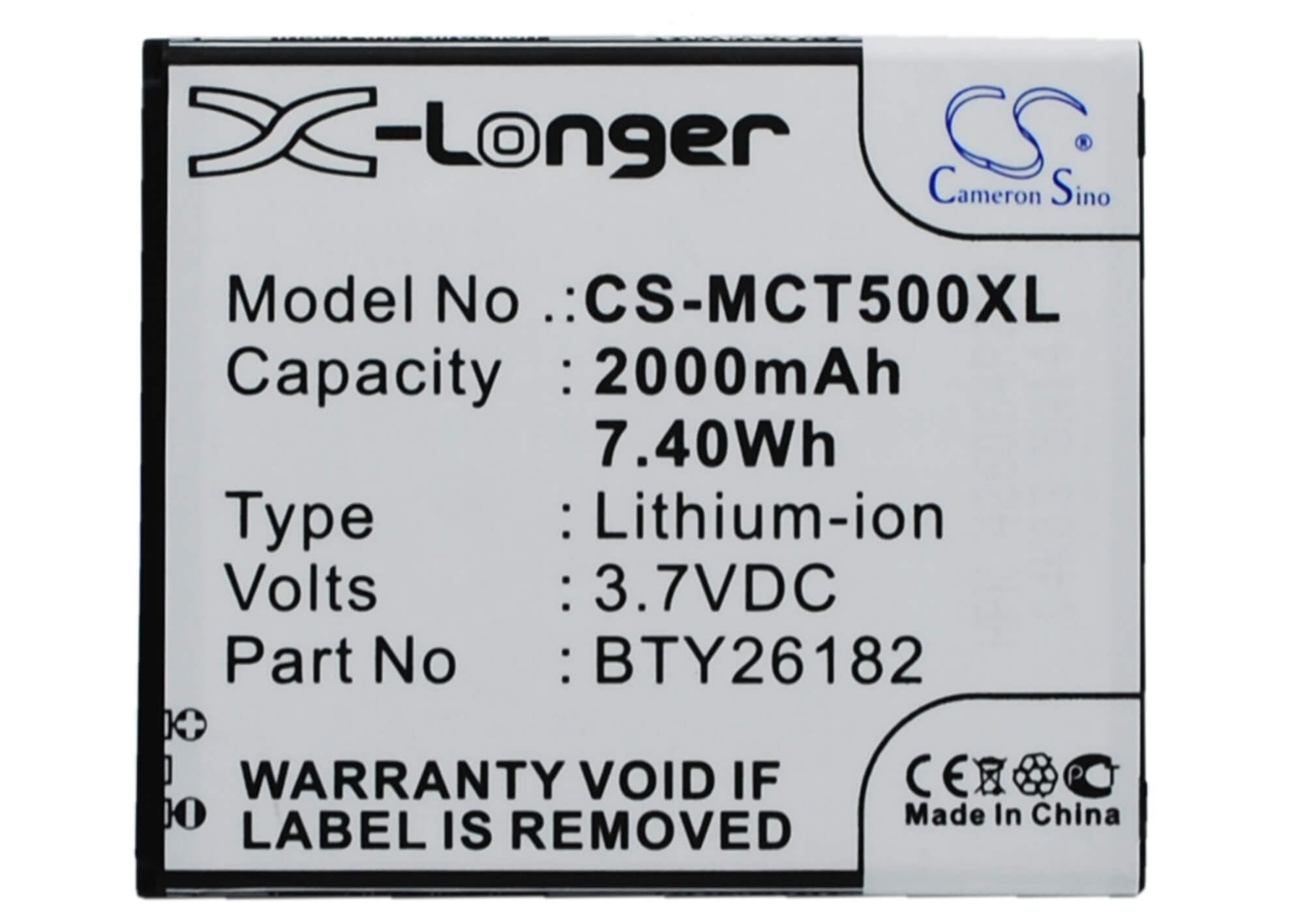 3.7V, 2000mAh, Li-ion Battery fits Mobistel, Cynus T5, Mt-9201b, 7.4Wh