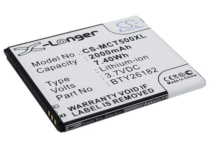 3.7V, 2000mAh, Li-ion Battery fits Mobistel, Cynus T5, Mt-9201b, 7.4Wh
