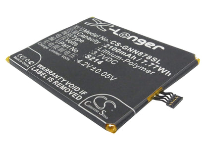 3.7V, 2100mAh, Li-Polymer Battery fits Gionee, Gn878, 7.77Wh