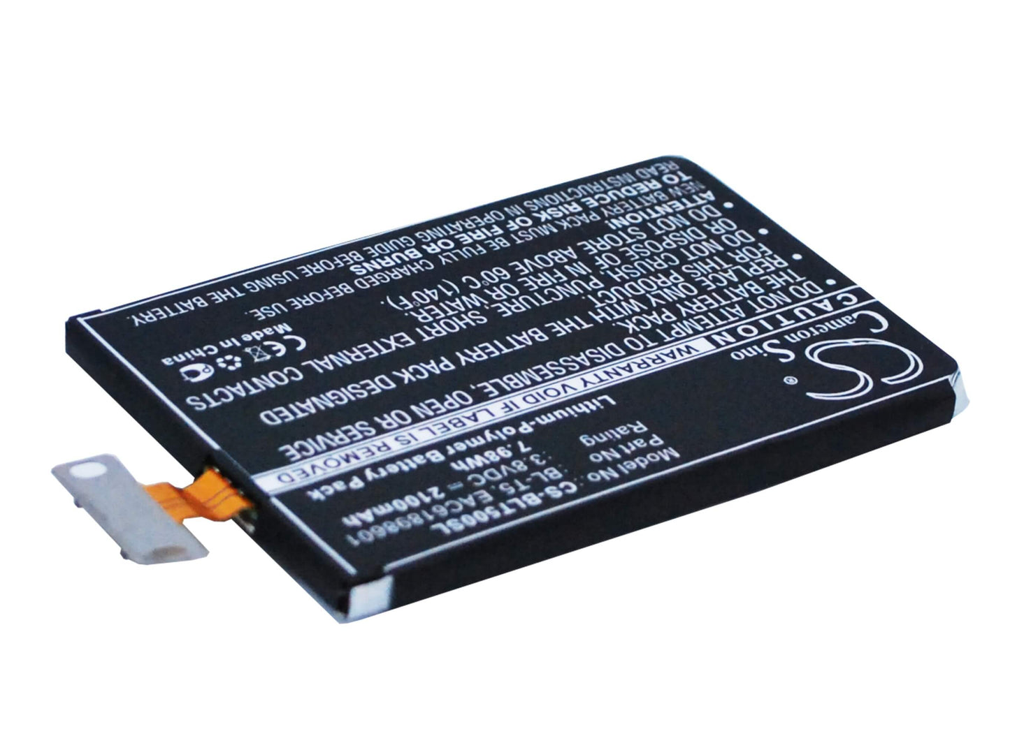 3.8V, 2100mAh, Li-Polymer Battery fits Sprint, Ls970, 7.98Wh