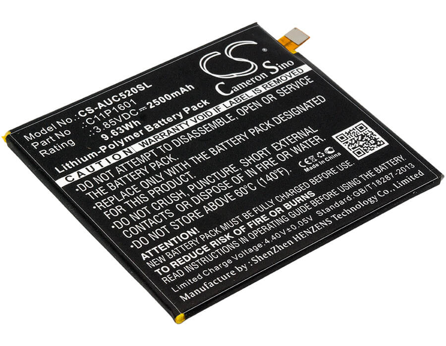 3.85V, 2500mAh, Li-Polymer Battery fits Asus, Ze520kl, Zenfone 3 5.2, 9.625Wh