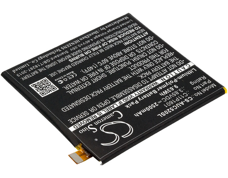 3.85V, 2500mAh, Li-Polymer Battery fits Asus, Ze520kl, Zenfone 3 5.2, 9.625Wh