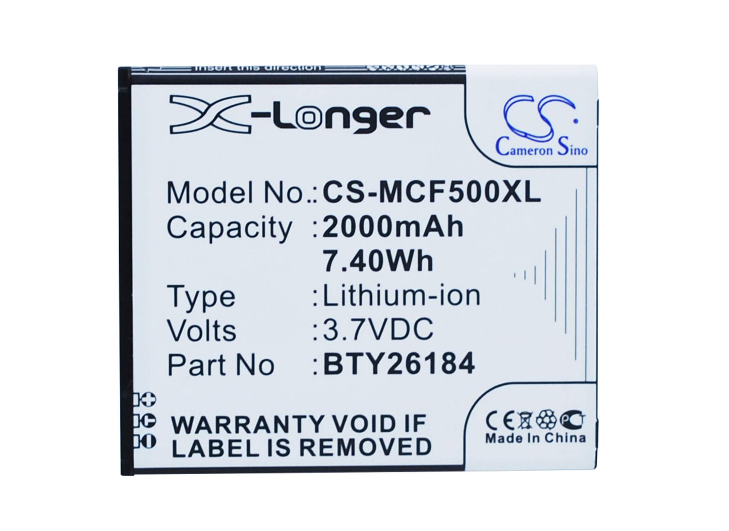 3.7V, 2000mAh, Li-ion Battery fits Mobistel, Cynus F5, Mt-8201b, 7.4Wh
