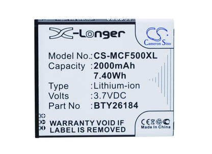 3.7V, 2000mAh, Li-ion Battery fits Mobistel, Cynus F5, Mt-8201b, 7.4Wh