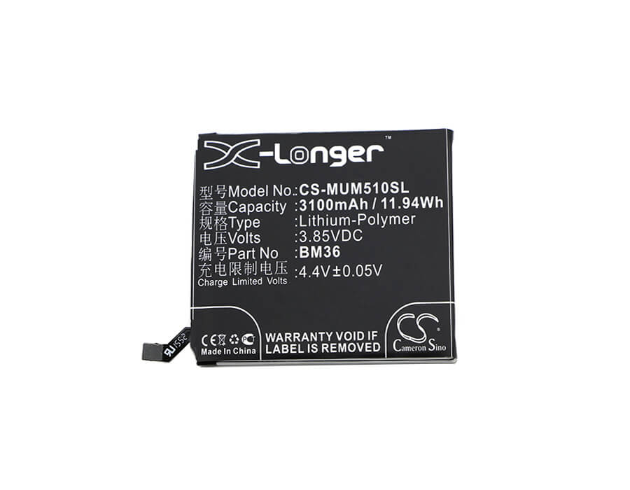 3.85V, 3100mAh, Li-Polymer Battery fits Xiaomi, Mi 5s, Mi 5s Extreme Edition, 11.935Wh