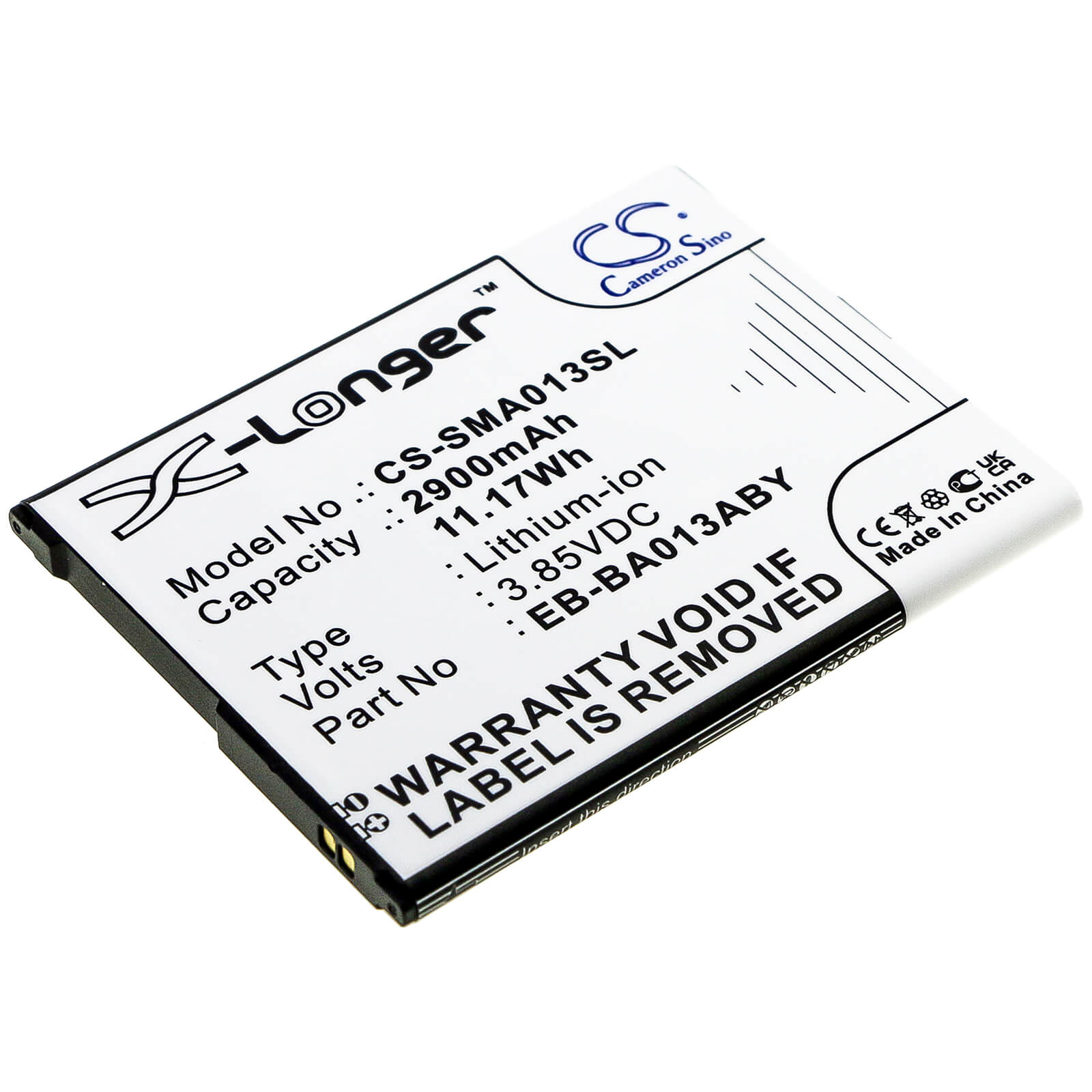 3.85V, 2900mAh, Li-ion Battery fits Samsung, Galaxy M01 Core 2020, Sm-a013g/ds, 11.165Wh