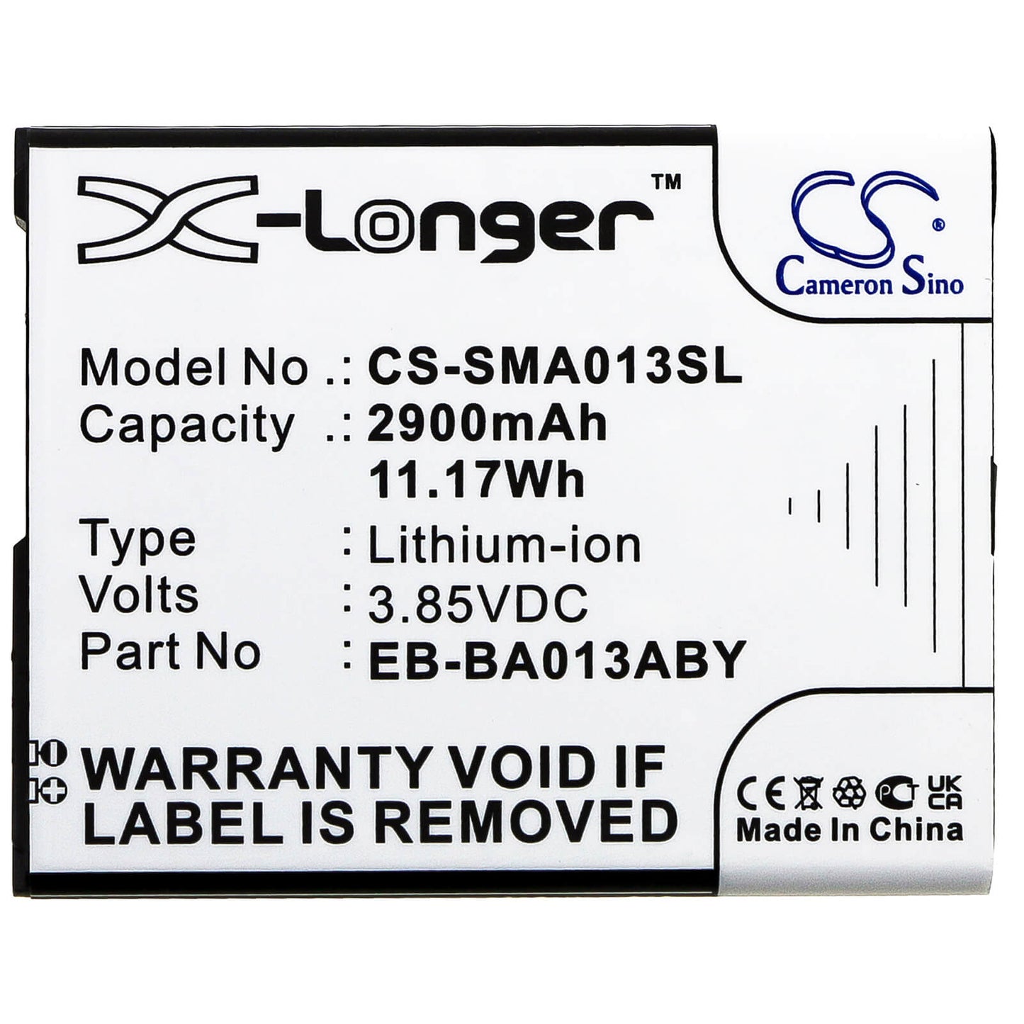 3.85V, 2900mAh, Li-ion Battery fits Samsung, Galaxy M01 Core 2020, Sm-a013g/ds, 11.165Wh