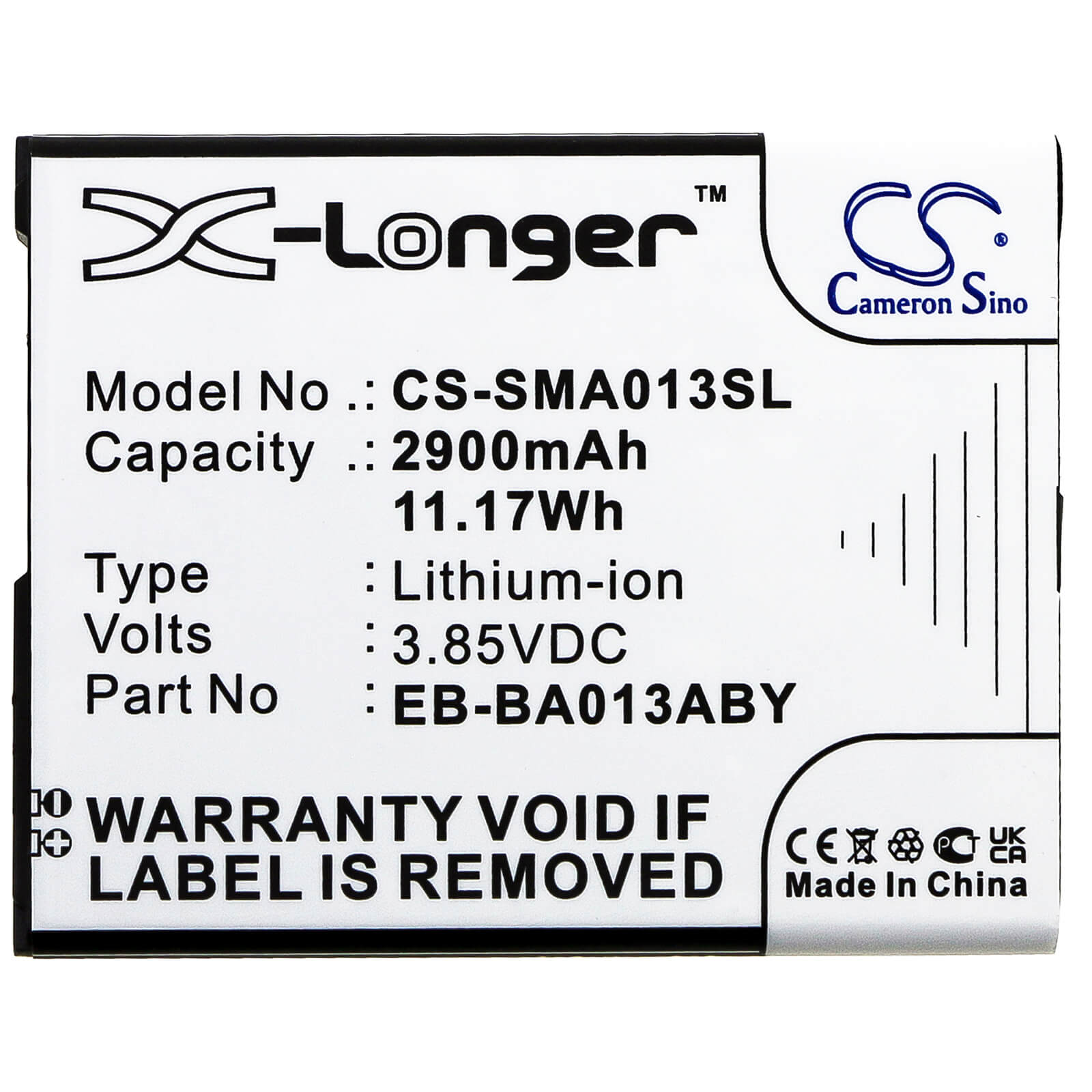 3.85V, 2900mAh, Li-ion Battery fits Samsung, Galaxy M01 Core 2020, Sm-a013g/ds, 11.165Wh