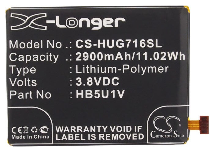 3.8V, 2900mAh, Li-Polymer Battery fits Huawei, Ascend D2, Ascend D2-0082, 11.02Wh
