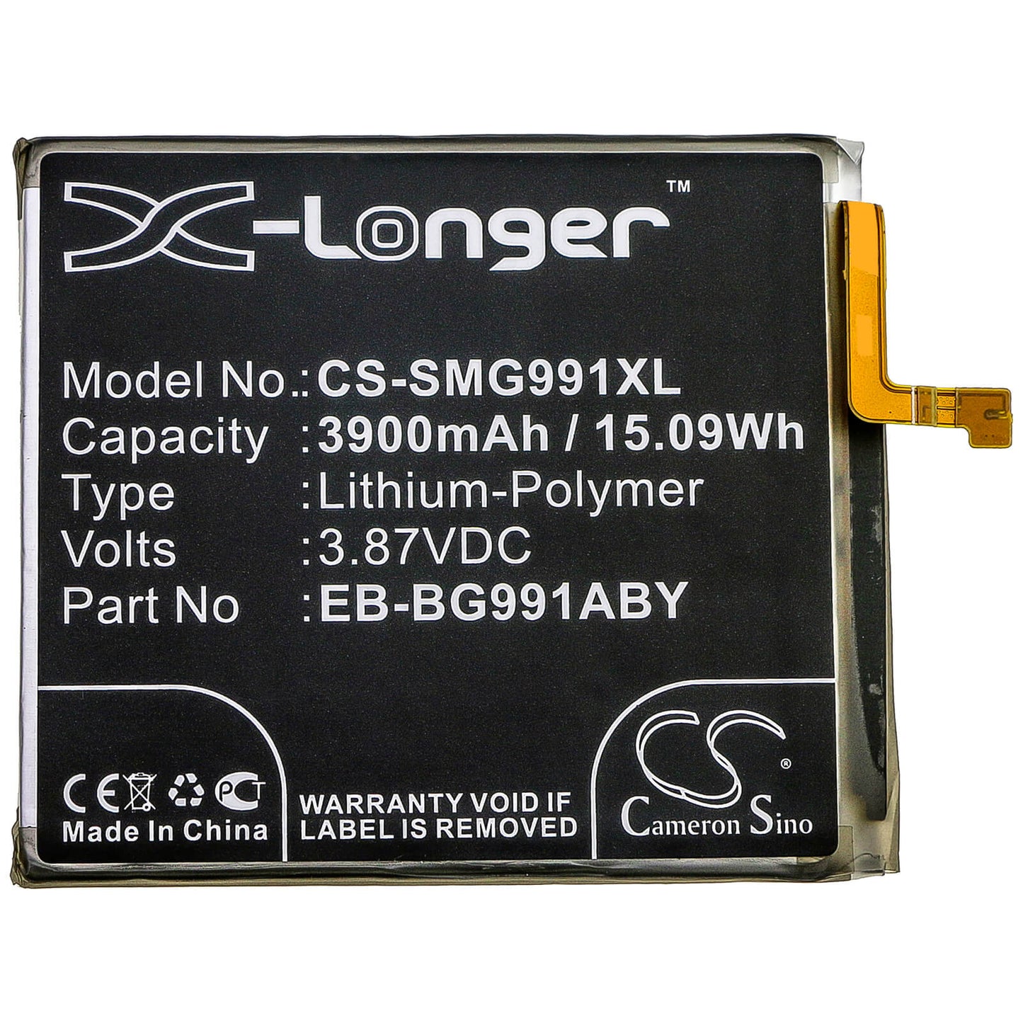3.87V, 3900mAh, Li-Polymer Battery fits Samsung, Galaxy S21 5g, Galaxy S21 5g Uw, 15.093Wh