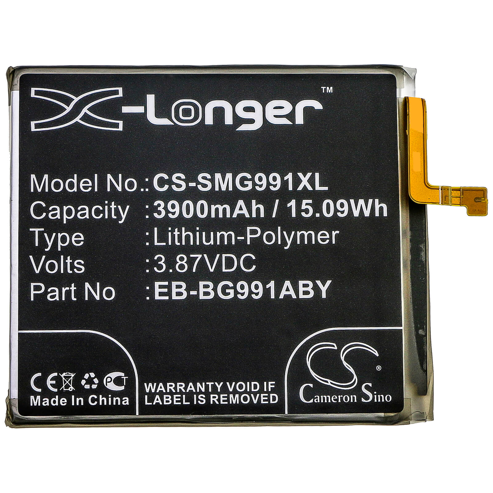 3.87V, 3900mAh, Li-Polymer Battery fits Samsung, Galaxy S21 5g, Galaxy S21 5g Uw, 15.093Wh