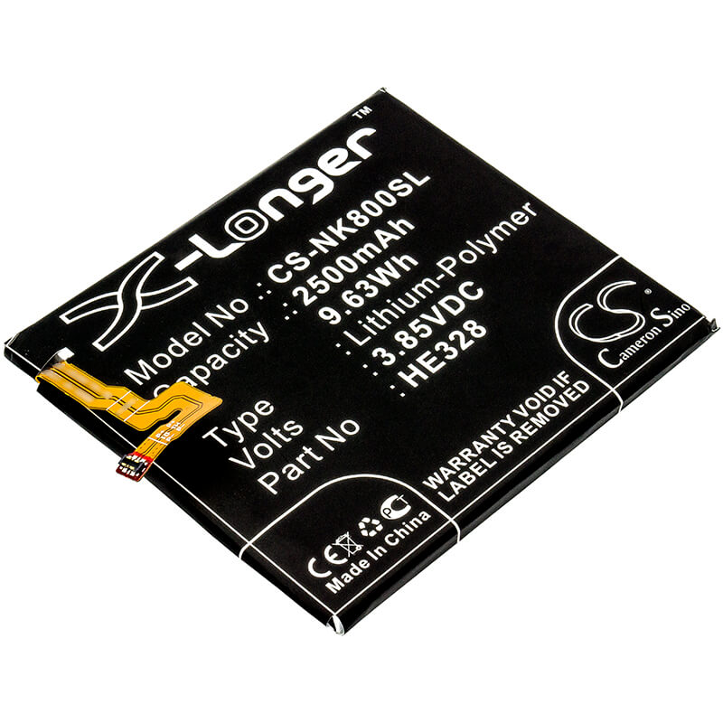 3.85V, 2500mAh, Li-Polymer Battery fits Nokia, 8, 8 Global Dual Sim, 9.625Wh
