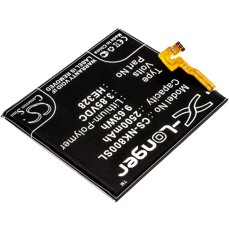 3.85V, 2500mAh, Li-Polymer Battery fits Nokia, 8, 8 Global Dual Sim, 9.625Wh