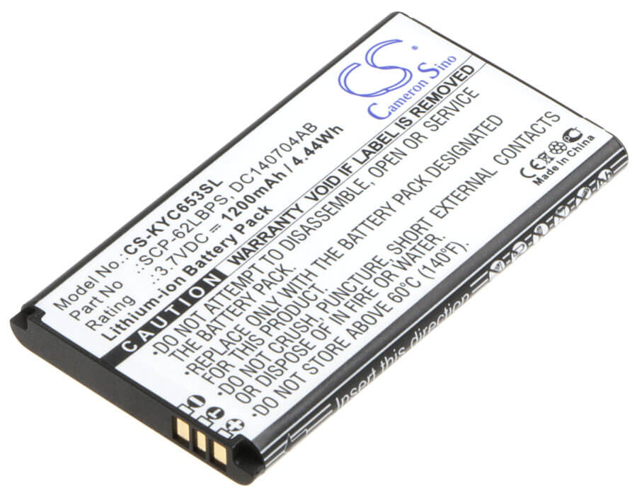 3.7V, 1200mAh, Li-ion Battery fits Kyocera, C6530, C6530n, 4.44Wh