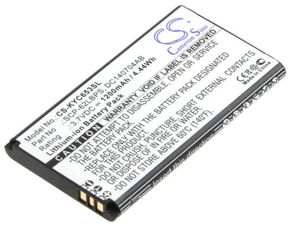 3.7V, 1200mAh, Li-ion Battery fits Kyocera, C6530, C6530n, 4.44Wh
