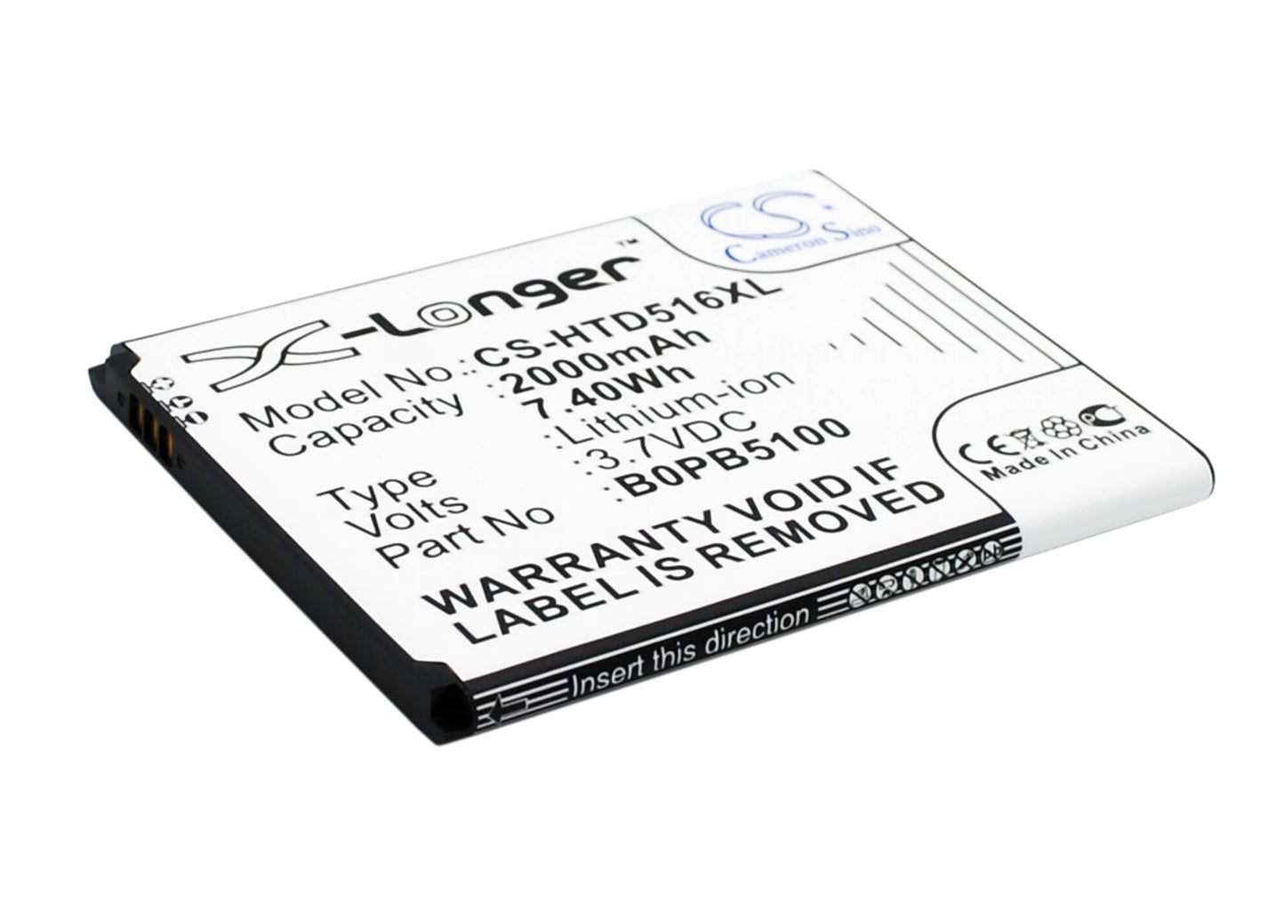 3.7V, 2000mAh, Li-ion Battery fits Htc, D316, D316d, 7.4Wh