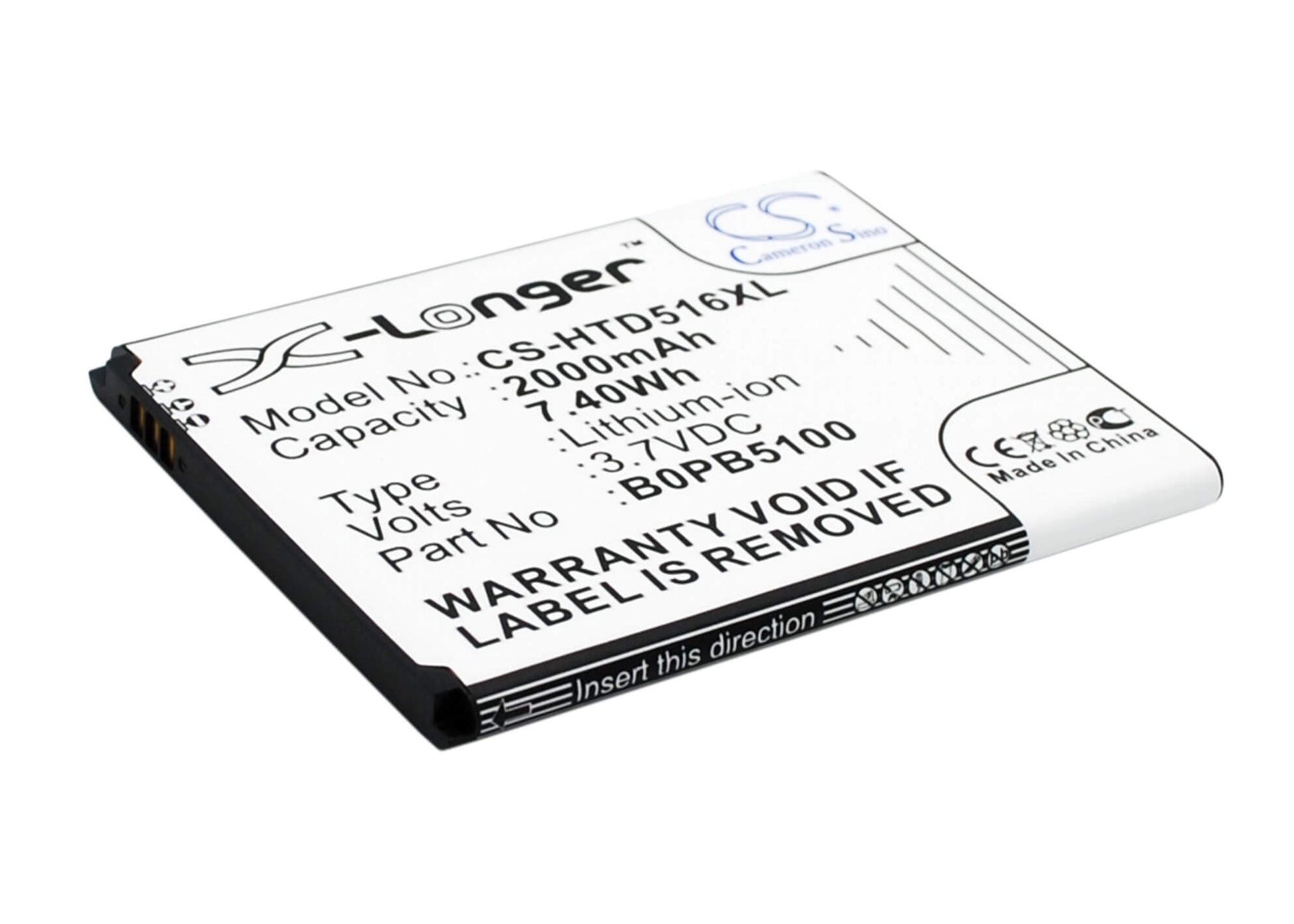 3.7V, 2000mAh, Li-ion Battery fits Htc, D316, D316d, 7.4Wh