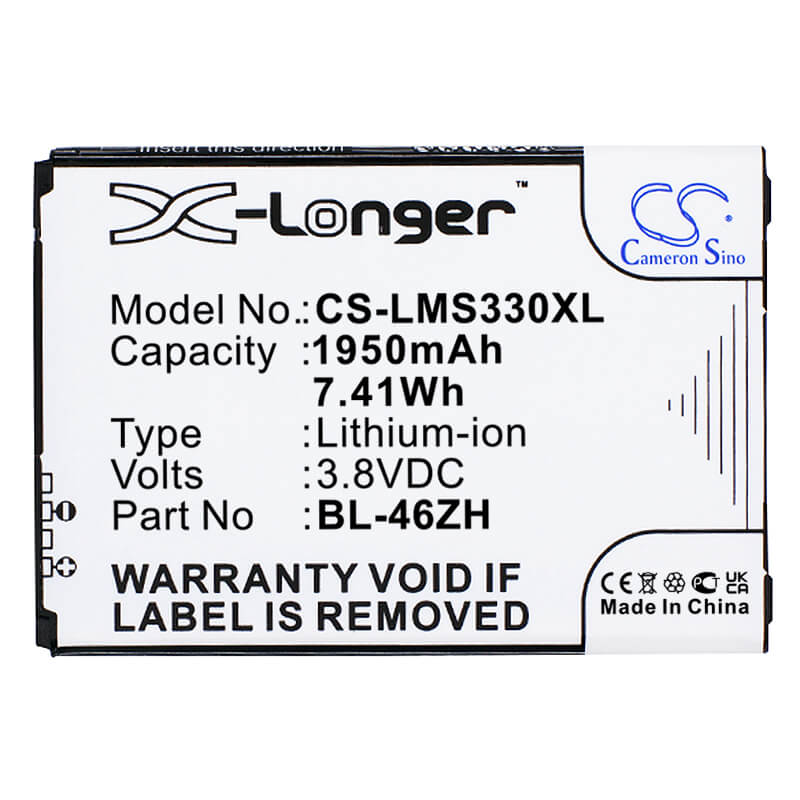 3.8V, 1950mAh, Li-ion Battery fits At&t, Gophone 4g Lte, 7.41Wh