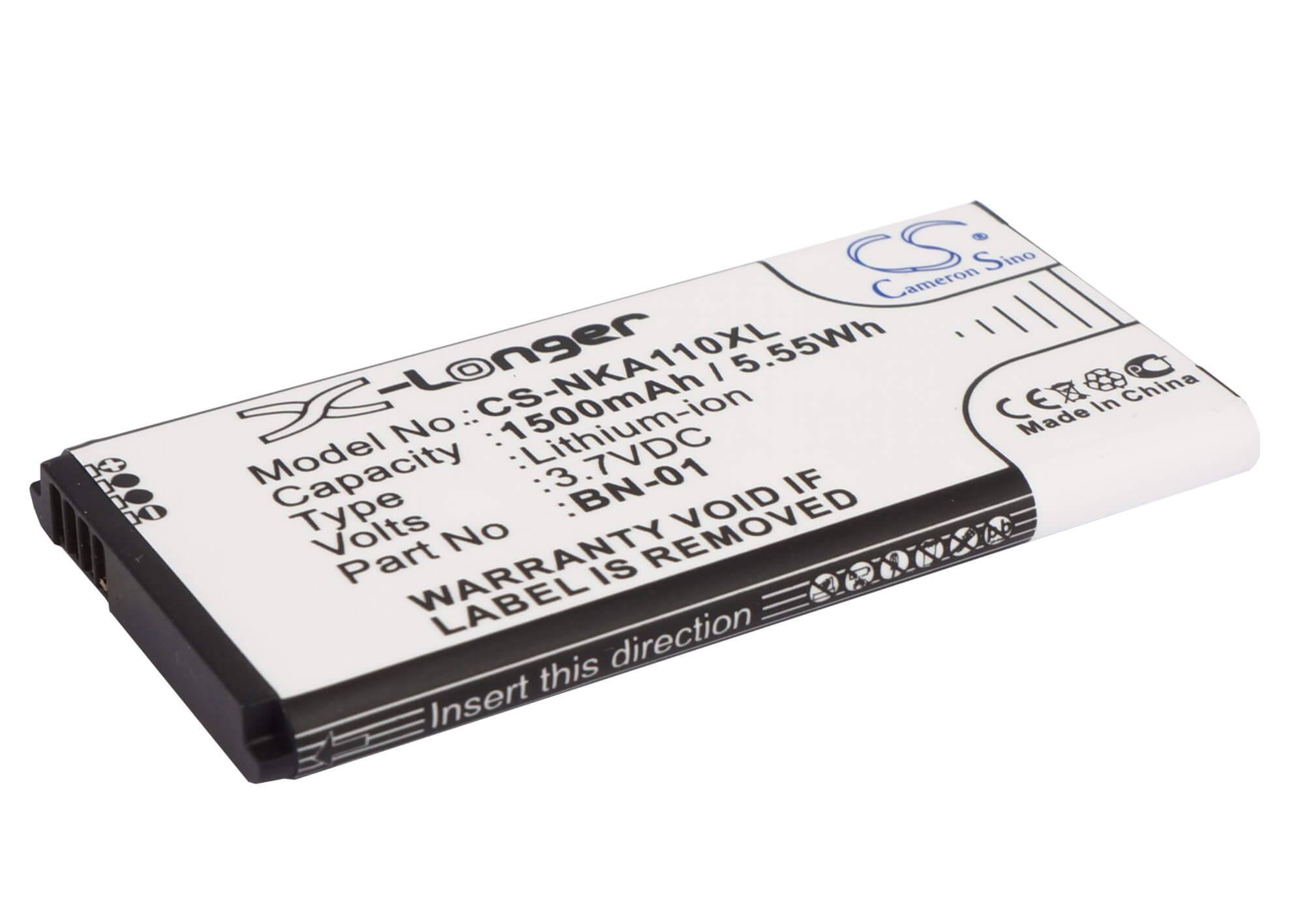 3.7V, 1500mAh, Li-ion Battery fits Nokia, A110, Normandy, 5.55Wh