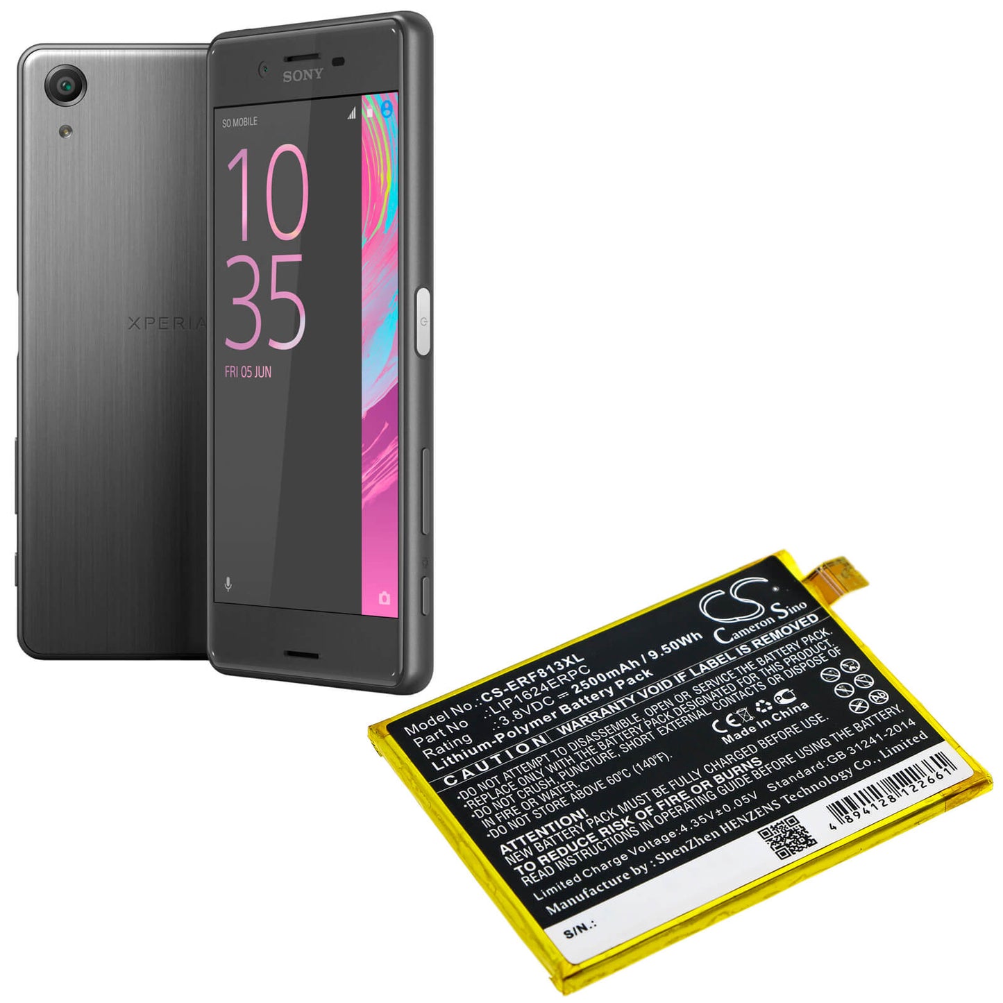 3.8V, 2500mAh, Li-Polymer Battery fits Sony, F8131, F8132, 9.5Wh