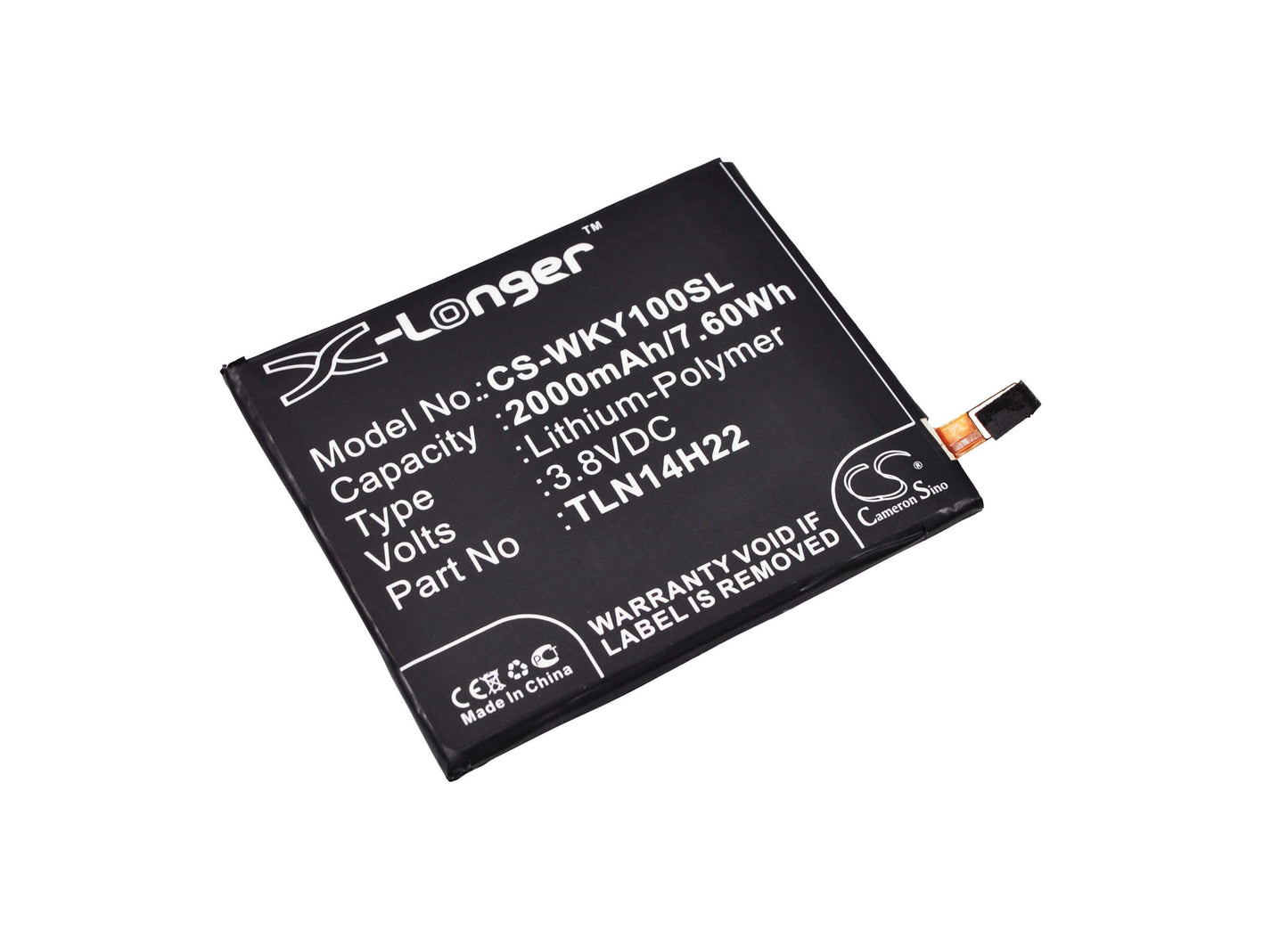 3.8V, 2000mAh, Li-Polymer Battery fits Wiko, Highway Pure, Highway Signs, 7.6Wh