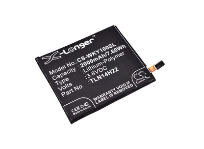 3.8V, 2000mAh, Li-Polymer Battery fits Wiko, Highway Pure, Highway Signs, 7.6Wh