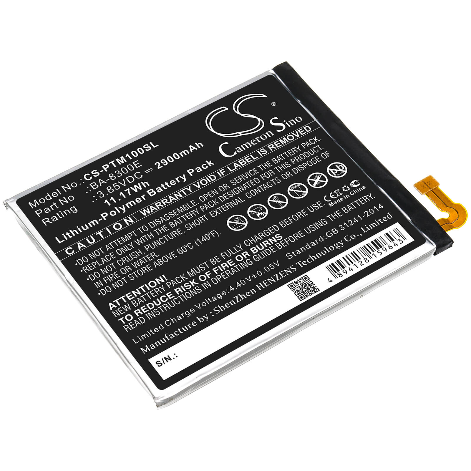 3.85V, 2900mAh, Li-Polymer Battery fits Pantech, Im-100, Im-100k, 11.165Wh