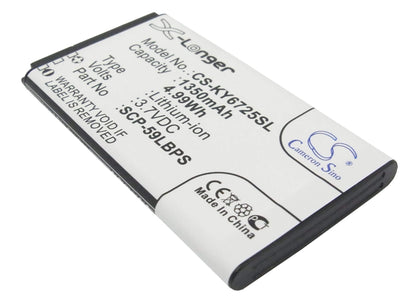 3.7V, 1350mAh, Li-ion Battery fits Kyocera, C6725, C6730, 4.995Wh