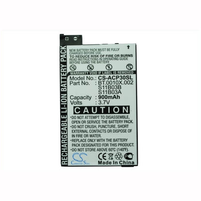 3.7V, 900mAh, Li-ion Battery fits Acer, Neotouch P300, P300, 3.33Wh