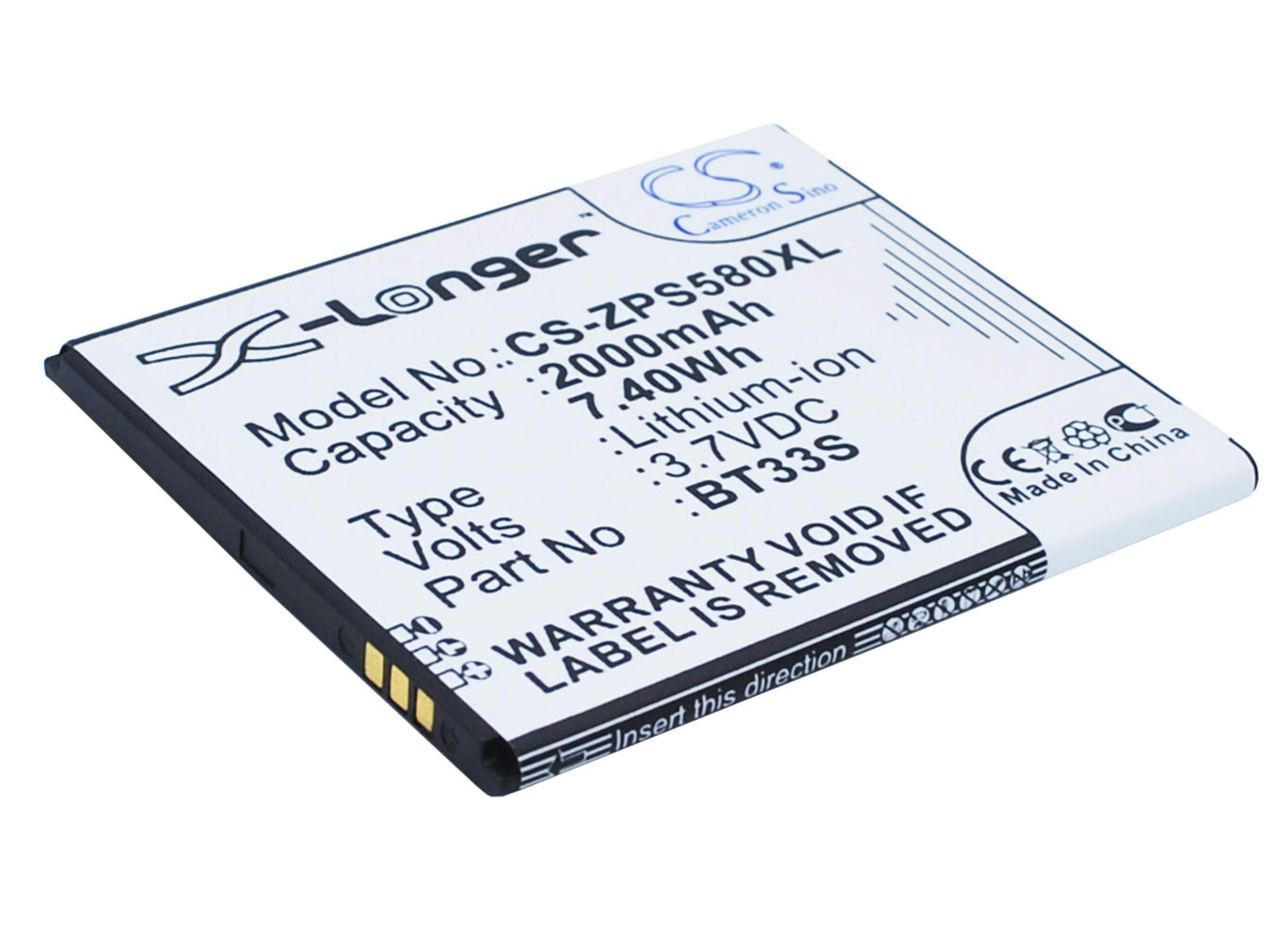 3.7V, 2000mAh, Li-ion Battery fits Zopo, 6580, Zp580, 7.4Wh