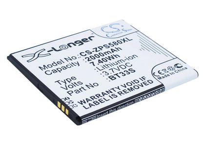 3.7V, 2000mAh, Li-ion Battery fits Zopo, 6580, Zp580, 7.4Wh