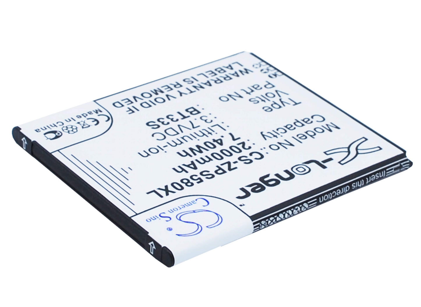 3.7V, 2000mAh, Li-ion Battery fits Zopo, 6580, Zp580, 7.4Wh