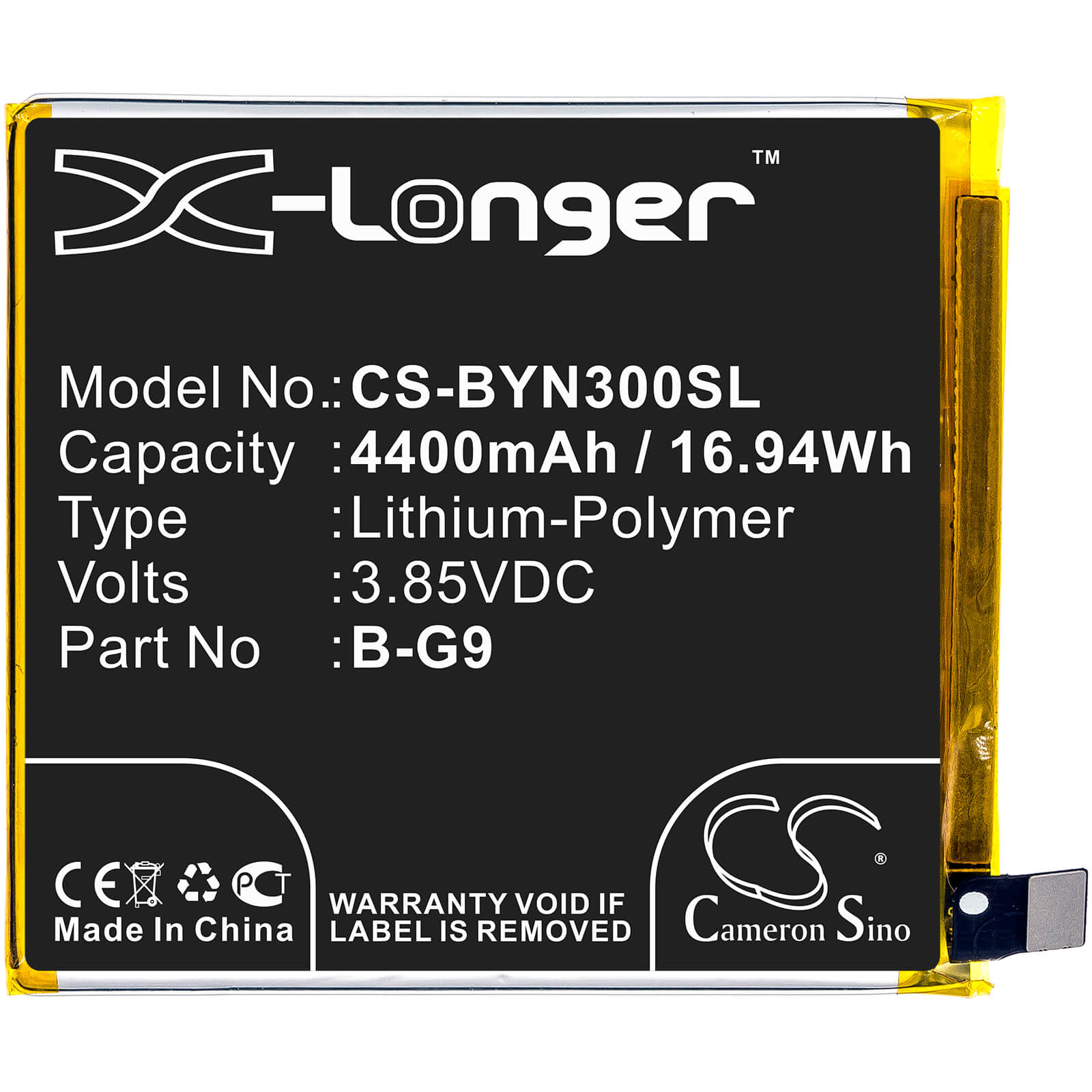 3.85V, 4400mAh, Li-Polymer Battery fits Vivo, Nex 3, Nex 3 5g, 16.94Wh