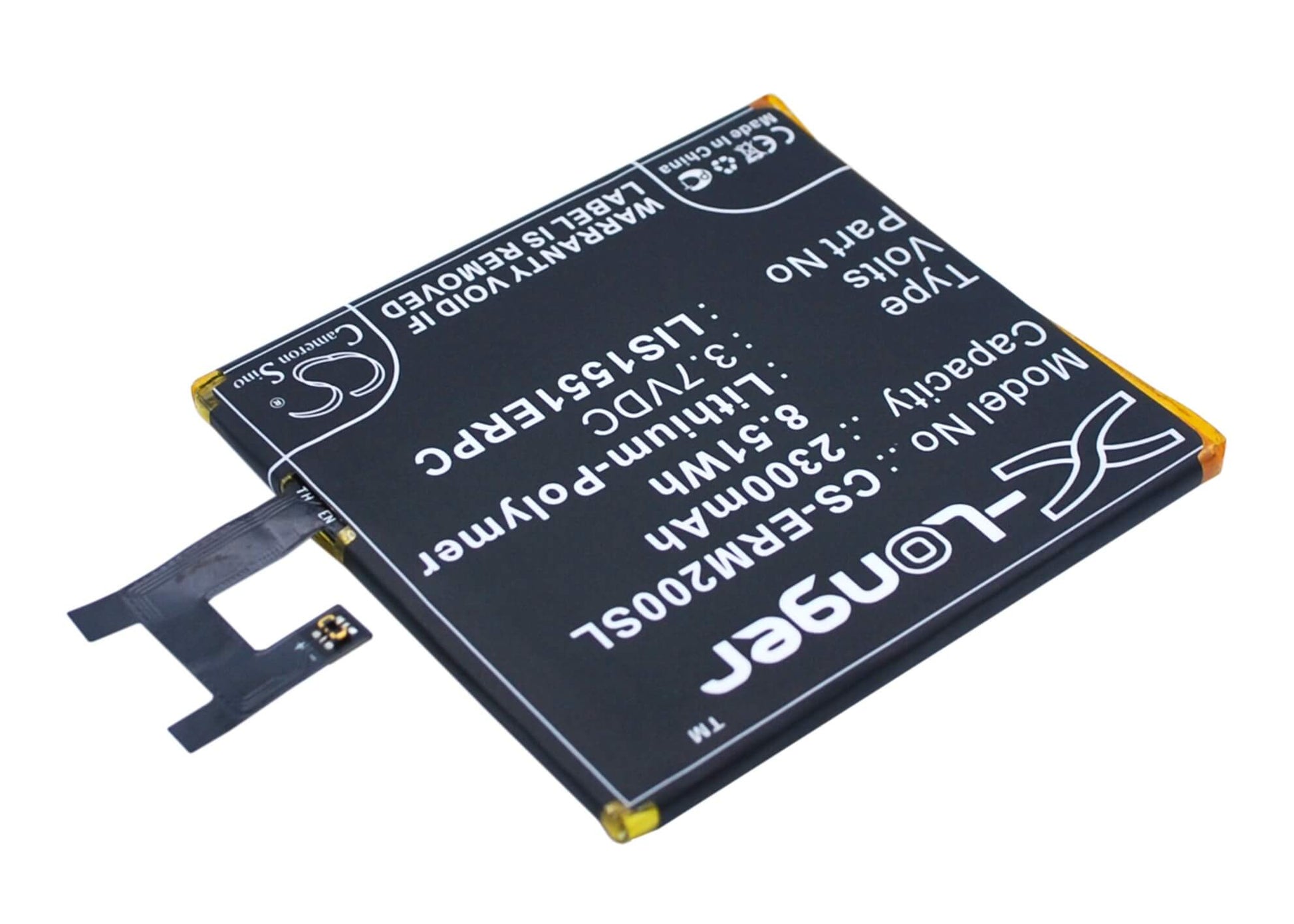 3.7V, 2300mAh, Li-Polymer Battery fits Sony Ericsson, D2202, D2203, 8.51Wh