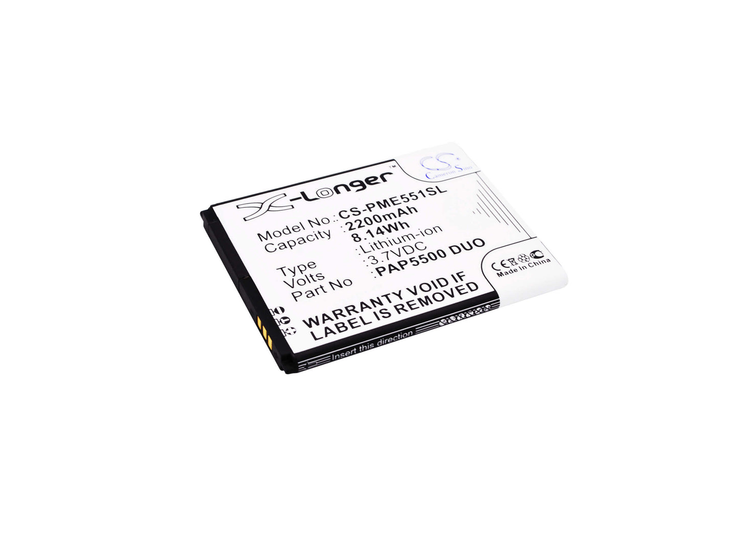 3.7V, 2200mAh, Li-ion Battery fits Prestigio, Multiphone 5500 Duo, 8.14Wh