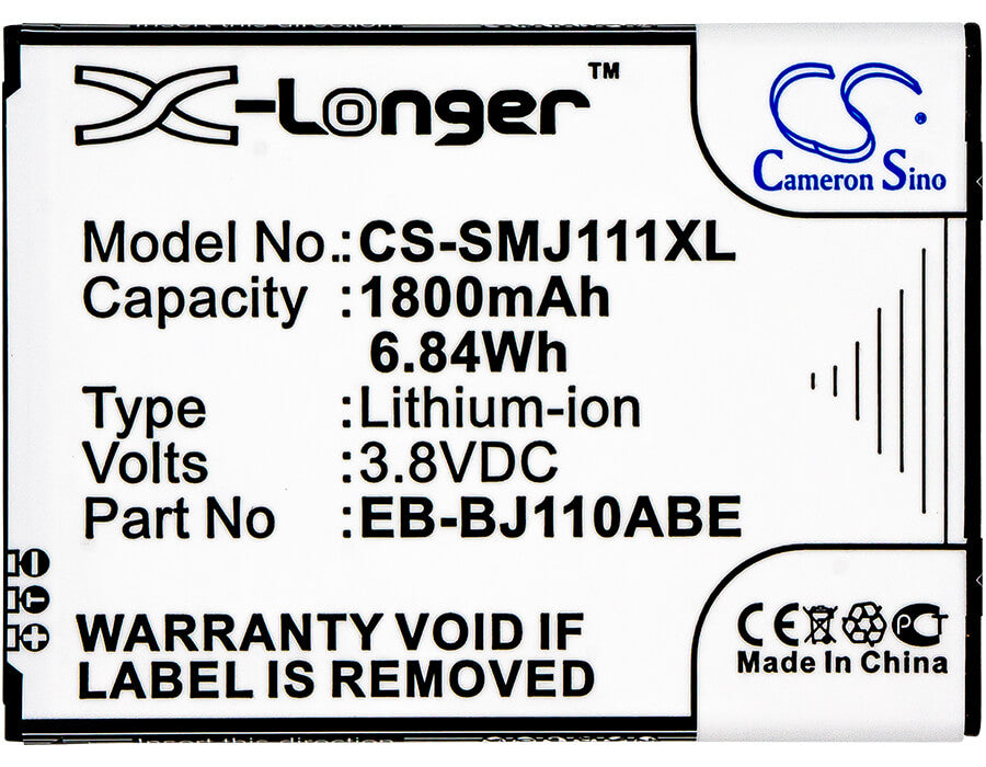 3.8V, 1800mAh, Li-ion Battery fits Samsung, Galaxy J1 Ace, Galaxy J1 Ace 3g Duos, 6.84Wh