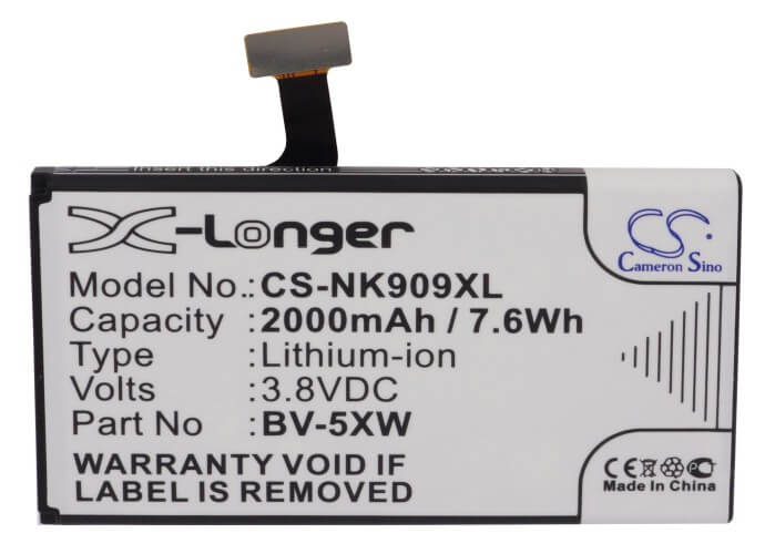 3.8V, 2000mAh, Li-ion Battery fits Microsoft, Lumia 1020, Lumia 909, 7.6Wh