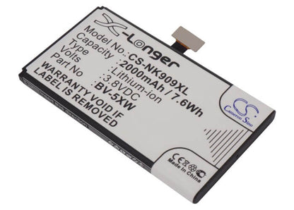 3.8V, 2000mAh, Li-ion Battery fits Nokia, Lumia 1020, Lumia 909, 7.6Wh