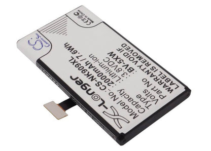3.8V, 2000mAh, Li-ion Battery fits Nokia, Lumia 1020, Lumia 909, 7.6Wh
