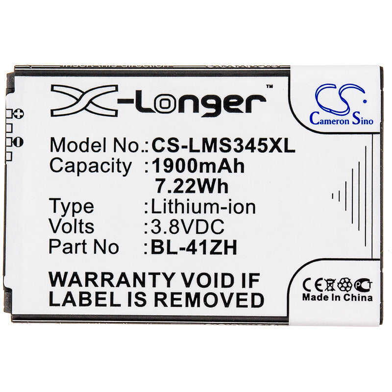 3.8V, 1900mAh, Li-ion Battery fits Lg, C40 Power, D213, 7.22Wh
